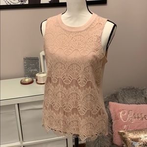 Blush Lace Front Tank